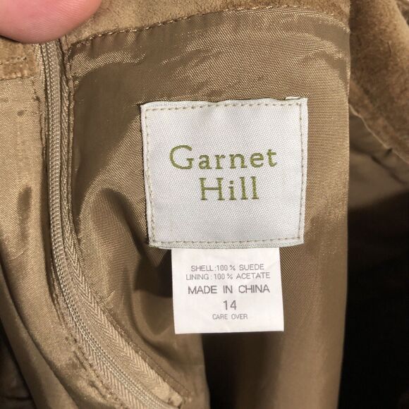 Garnet Hill Skirt Women’s 14 Brown Suede Leather Midi Laced Sides A Line - Picture 9 of 11